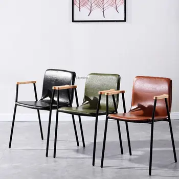 Modern Deri yemek sandalyesi Ev Retro Endüstriyel Restoran Arkalığı Koltuk basit mutfak mobilyası yemek sandalyeleri