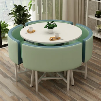 Iskandinav Basit Ev Kahve Yemek Krem Masa Koltuk Salonu Bar Müzakere Masa çay masası Seti Masa Sandalye Kombinasyonu
