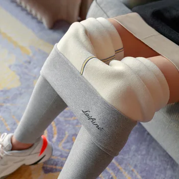 Kış Kalınlaşmak Tayt Kadınlar İçin Kadife Sıcak Streç kalem pantolon Yüksek Bel Sıska Harfler Polar Spor Pantolon Y2K Giysileri