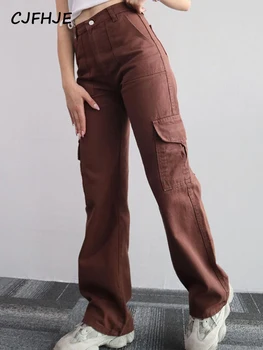 CJFHJE Avrupa Amerika Birleşik Devletleri Yeni Stil Rahat Pantolon Bel Üç Boyutlu Cep Pantolon Yaz kadın Bel Kargo Pantolon