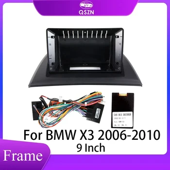 Araba Multimedya çerçeve Kablo Canbus Dekoder BMW X3 2006-2010 android müzik seti Dash Montaj Paneli 9 İnç 2 Din Radyo Ses Fasya