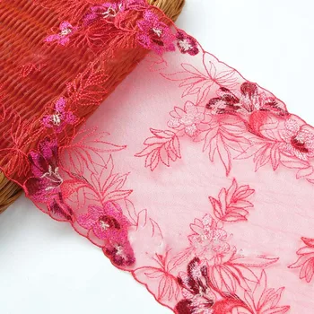 10 Metre Kırmızı Çiçek İşlemeli Dantel Trim Giysi Aksesuarı İç Çamaşırı Sütyen Kadın Elbise İç Çamaşırı Dikiş Kumaşlar DIY