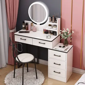 İskandinav makyaj masası lüks Modern Aksesuarları Makyaj Masası Aynaları Tuvalet Masası Yatak Odası Tocador Maquillaje Mobilya