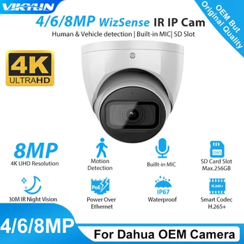Vikylin Dahua Güvenlik Kamera İçin 8MP 4K IR Gece Görüş Starlight Dome POE Mic İle SD Kart Güvenlik Kameraları Değiştirin 4433C-A