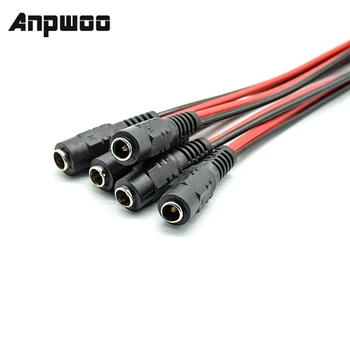 ANPWOO 5 adet DC güç erkek dişi kablo 12V Fiş DC Adaptör kablosu fiş konnektörü için güvenlik kamerası DC fiş 5.5*2.1 mm 5. 5x2. 1