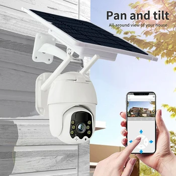 2022.Wifi güvenlik kamerası Pan Tilt Kamera İle GÜNEŞ panelı 3MP CCTV IP65 Su Geçirmez 2 Yönlü Ses Gece Görüş PTZ Kamera