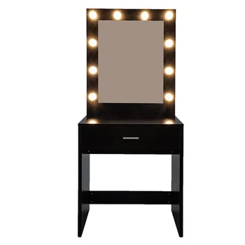FCH ile ışık topu Büyük ayna tek çekmeceli tuvalet masası kapalı yatak odası mobilyası, Siyah