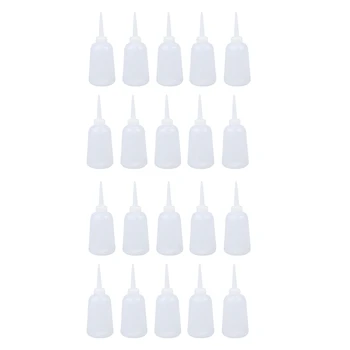 20X Şeffaf Beyaz Plastik Sos Yağı Sıvı Dağıtım sıkılabilir şişe 300Ml