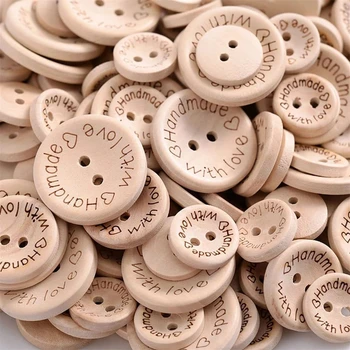 995 adet 2 Delik Ahşap Dikiş Düğmeleri Dekoratif Yuvarlak Ahşap Düğme Giysi Aksesuarları için