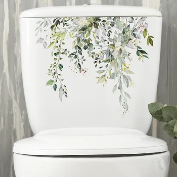 Yeşil Bitki Yaprakları Duvar Sticker Banyo Tuvalet Dekor Dolabı Ev Dekorasyon Çıkartmaları Güzelleştirmek Kendinden Yapışkanlı Duvar Dekor