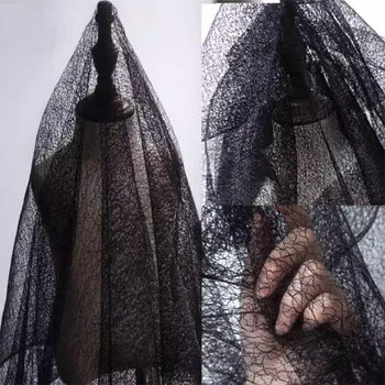 Siyah Orijinal Düzensiz Koza İçi Boş örgü kumaş Perspektif Dantel Tasarımcı Kumaş Dikiş Malzemesi DIY Serin Elbise/Seksi Giysiler