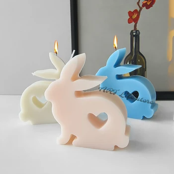 3D Aşk Tavşan silikon kalıp DIY Hayvan Aromaterapi Mum Alçı Sabun Üretim Aracı Ev Dekorasyon El Sanatları Reçine Kalıp