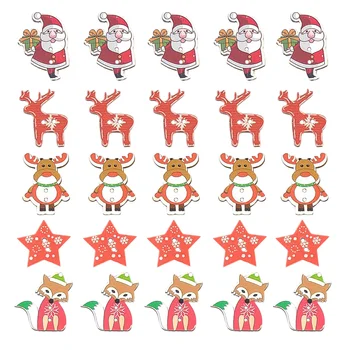 50 Adet Ahşap Noel Düğmeleri parti giysileri Karikatür DIY Bağlantı Elemanları Noel Yaratıcı