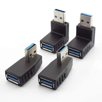 USB 3.0 A Erkek Dişi dönüştürücü adaptör fiş 90 Derece Sol Sağ Açılı Konnektör Genişletici Dizüstü PC İçin