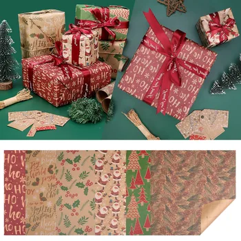 Noel Süslemeleri DIY Ambalaj Kraft Kağıt Çiçek Ambalaj Kağıdı Festivali Hediye kutu ambalaj kağıdı Noel Partisi Malzemeleri