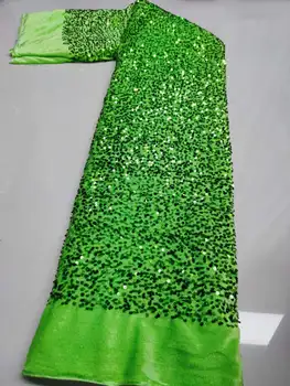 Lüks yeşil Kadife Dantel kumaş giyim son Nijeryalı Fransız tül dantel 3D Pullu Yüksek kalite Afrika pullu dantel kumaş