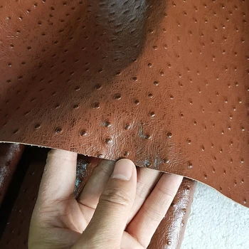 0.7 MM İlk Katman İnek Deri Koyu Kahverengi Devekuşu Kabartmalı Deri Manuel DIY Deri Düz Renk Deri Çanta Kumaş Biraz