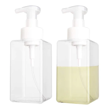 2 Paket Köpük Sabunluk 15Oz Doldurulabilir Köpük Sıvı El Sabunu Boş Plastik pompa şişesi Konteyner Temizle 450Ml