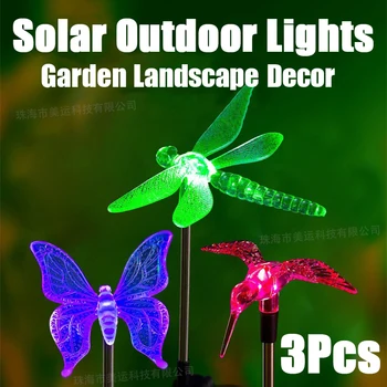 3 Adet güneş enerjili yusufçuk kelebek sinek kuşu ışık açık Villa balkon bahçe çim avlu zemin dekor peyzaj lambası