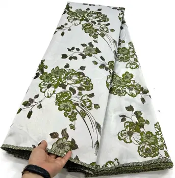 Güzel Çiçek Tasarım Afrika Jakarlı elbise kumaşları Lüks Nijeryalı Brokar Düğün Elbise Malzemeleri