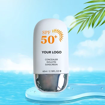 62ml Özel Etiket SPF50 + Güneş Koruyucu Özel Toplu İzolasyon Beyazlatmak Sahte Olmayan Hafif Nefes Pürüzsüz Makyaj Tüm Cilt Tipleri