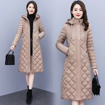 Yeni pamuk-yastıklı kadın ışık aşağı pamuk ceket uzun sonbahar kış ceket Supersize kadın ayrılabilir kapşonlu Parker palto 7XL
