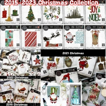 Noel Koleksiyonu 2015-2023 Metal Kesme Ölür Hediye Kartı Yapmak için Karalama Defteri Kabartmalı Kağıt Albümü Dıy CraftHandcraft