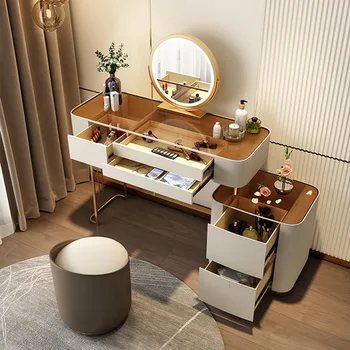Basit led ışık Ayna Dresser İskandinav yatak odası mobilyası lüks cam Tuvalet Masası Çıkarılabilir Dolap Küçük Daire Dresser