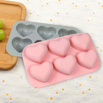 6 Kaviteler Sevgililer Kalp Silikon Sabun Kalıp DIY Aşk Sabun Yapımı Çikolata Pişirme Mum Kalıp Hediyeler Zanaat Malzemeleri Ev Dekor