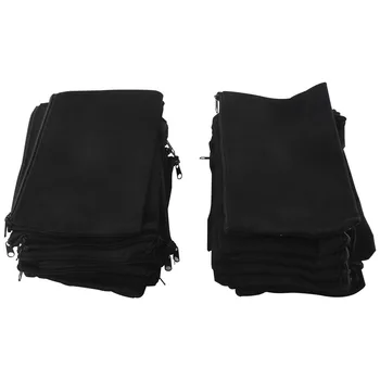 40 Adet Tuval Fermuarlı kılıflı çanta Tuval Makyaj Çantaları Kalem Kutusu Boş DIY Zanaat Çanta Seyahat için DIY Zanaat Okul Siyah