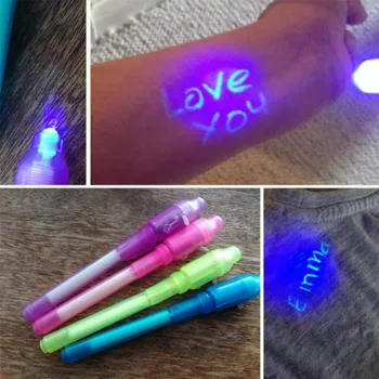 4 adet / grup aydınlık ışık kalem sihirli mor 2 İn 1 UV siyah ışık Combo çizim görünmez mürekkep kalem öğrenme eğitim oyuncaklar için çocuk