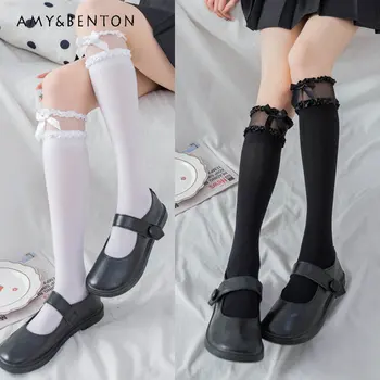 Düz Renk Lolita Çorap Bayanlar Sonbahar Yaz Yeni Stil Japon Pamuklu Çorap Kadınlar için Tasarımcı Çorap Orta Buzağı Çorap