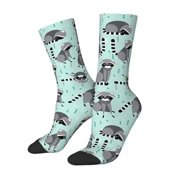 Komik Mutlu Çorap Erkekler için Bebek Açık Mavi Harajuku Rakun Kaliteli Desen Baskılı Ekip Çorap Yenilik Hediye