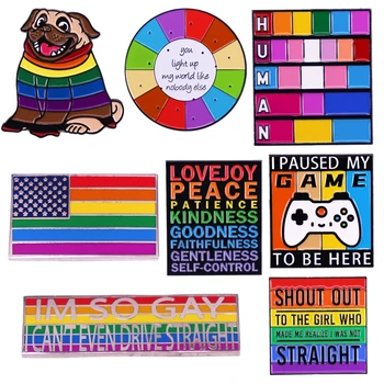 B1581 LGBT Bayrağı Gökkuşağı Broş Emaye Pimleri Giysi Çantası Yaka Pin Eşcinsel Lezbiyen Gurur Simgesi Rozeti Unisex Takı Hediye