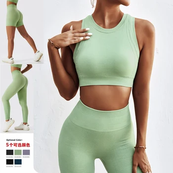 Dikişsiz egzersiz kıyafetleri Kadınlar için Topluluk Kadın Yoga Seti Spor Eşofman Spor Spor Takım Elbise Yelek Tayt push up şort