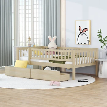 Doğal İkiz Boy Daybed Ahşap Yatak İki Çekmeceli Montajı kolay sağlam ve dayanıklı, iç mekan yatak odası mobilyası için