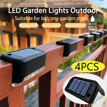 4 adet LED Güneş bağlantı tablası aydınlatma lambası Bahçe bahçe dekorasyonu Duvar su geçirmez açık alan aydınlatması Merdiven çit ışığı