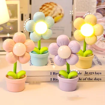 MOHAMM 1 adet Küçük Çiçekler Masaüstü Dekorasyon Gece Lambası Masa Lambası 3 Düğme Düğme pil ile
