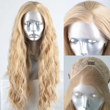 Kaliteli Sentetik Saç Dantel ön peruk Altın Karışımı Bal Sarışın Su Dalgası Tutkalsız ısıya dayanıklı iplik Kadınlar İçin Cosplay Peruk