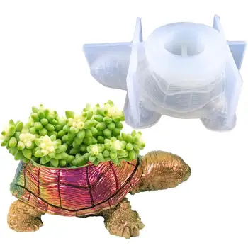 Saksı Kalıp Kaplumbağa çiçeklik Beton Kalıpları Kaplumbağa Ekici Reçine Kalıp DIY Reçine Zanaat Ev Dekor Kaplumbağa Çiçek