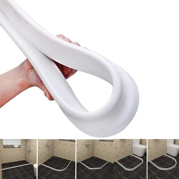 Duş bariyeri Sızdırmazlık Şeritleri Arka Plan Banyo Beyaz 1M 5CM * 3CM Baraj Bariyeri Esnek Uzun PVC Kendinden yapışkanlı