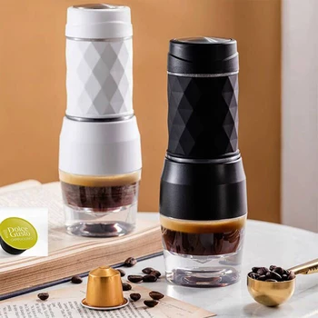 Espresso Kahve Makinesi El Basın Kapsül Öğütülmüş Kahve Brewer Taşınabilir Kahve Makinesi Fit Kahve Tozu ve Kahve Kapsül