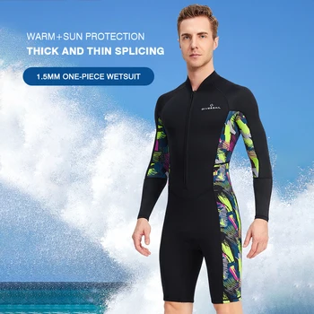 Neopren Dalış Koruma Cilt Giysileri Uzun Kollu Dalış Sörf Mayo Elastik Baskı Wetsuit Su sporları ekipmanları