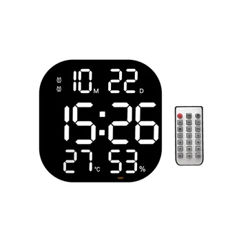 LED Dijital duvar saati Uzaktan Kumanda Sıcaklık Tarih Hafta Ekran Ayarlanabilir Parlaklık Masa Alarmları Saat Beyaz
