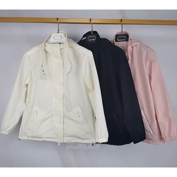 Yeni Bahar Sonbahar Kısa Kadın Rüzgarlık Kemer Slim-fit Yakın Kapüşonlu Ceket Moda Mizaç Ceket Şık Siper Güneş Koruma