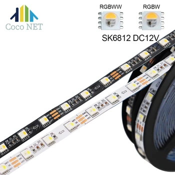 1-5 M DC12V SK6812 RGBW RGBWW LED Şerit SMD5050 4 İN 1 60 LEDs / m Adreslenebilir LED Piksel bant ışık Beyaz / Siyah PCB IP30 IP65 IP67