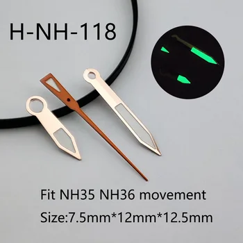 Yeşil ışıklı saat Eller Pointer 3 Pins Onarım Parçaları NH35 / NH36 Hareketi Modifikasyon Kitleri