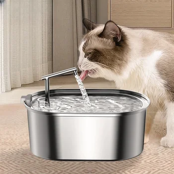 Yeni Paslanmaz Çelik Kedi su çeşmesi Otomatik Kedi Tiryakisi içme çeşmesi Kediler Köpekler için Pet su sebili Aksesuarları