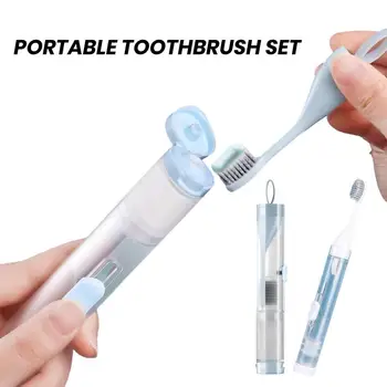Yumuşak Kıllı Kompakt Diş Fırçası Taşınabilir Katlanır Seyahat Diş Fırçası Seti Çıkarılabilir Yumuşak Kıllı Fırça Kafası Ofis için