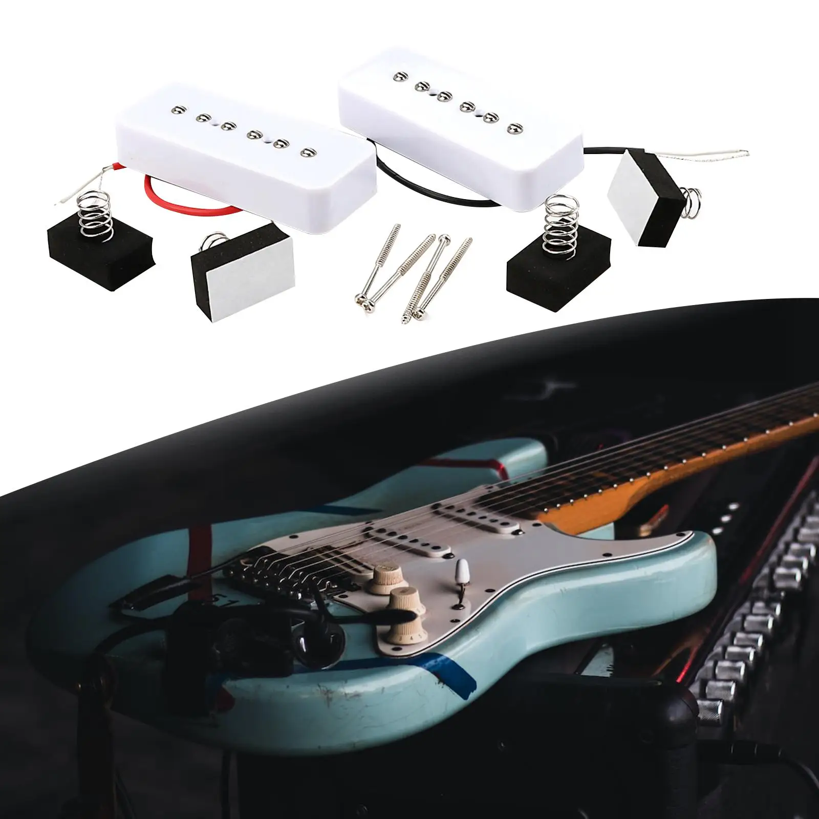 2 Adet Tek Bobin Pickup Seti Yedek Dayanıklı Elektro Gitar Pickup 50mm 52mm Boyun Köprüsü Manyetikler Aksesuarları gitar . ' - ' . 0